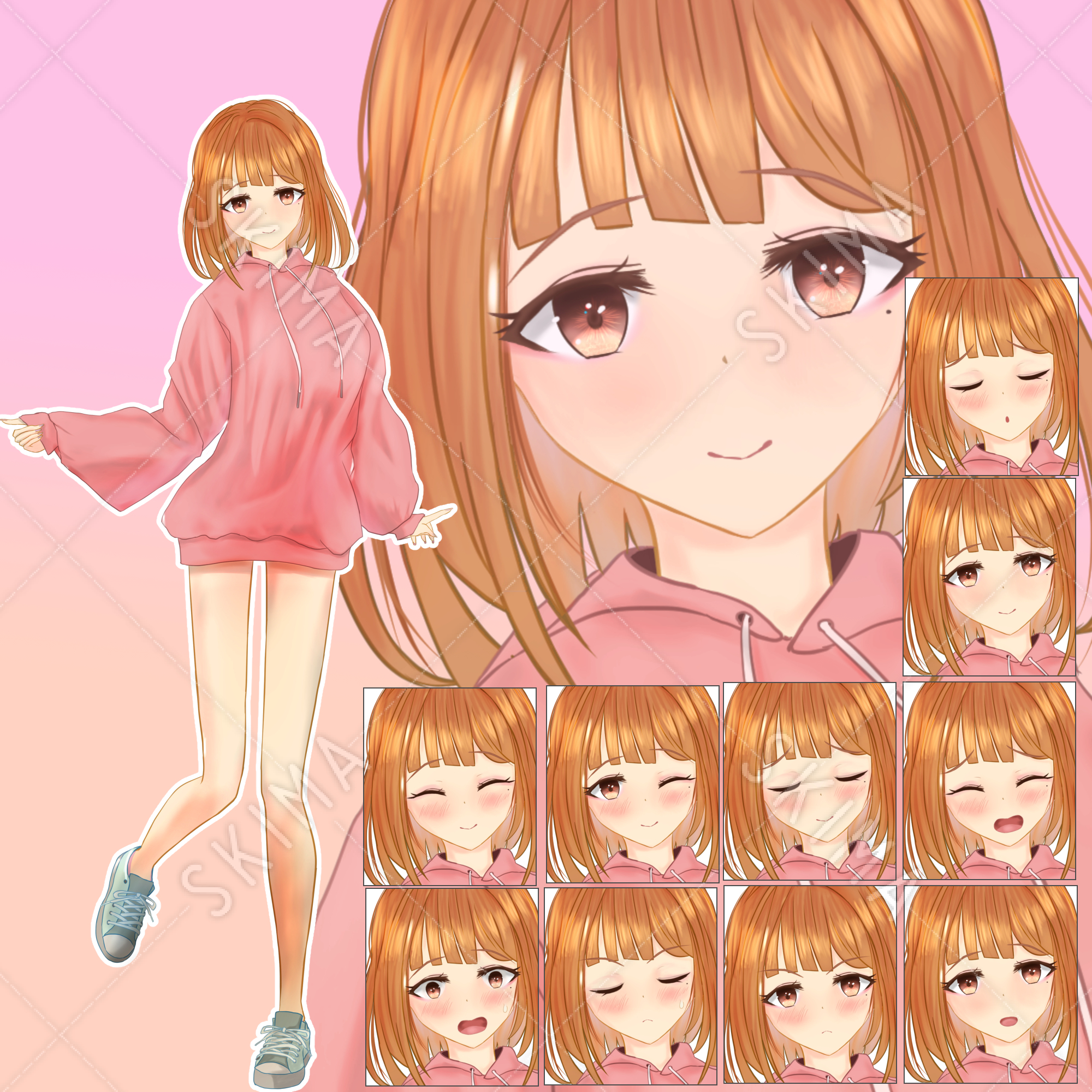 パーカー ショートボブの女の子 表情差分10 スキマ スキルのオーダーメイドマーケット Skima