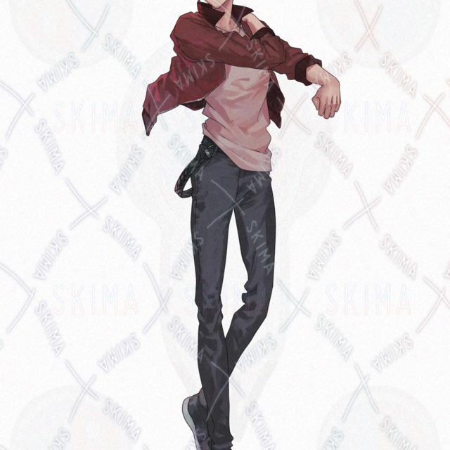 快活そうな赤髪の青年の立ち絵