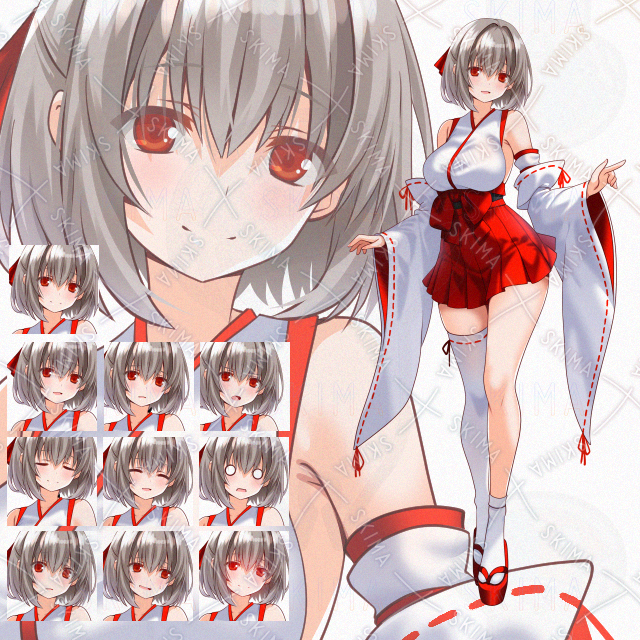 【表情１０種】ミニ巫女少女
