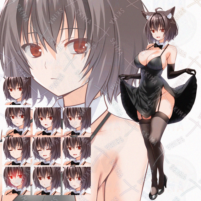 【表情１０種】獣耳ドレス娘