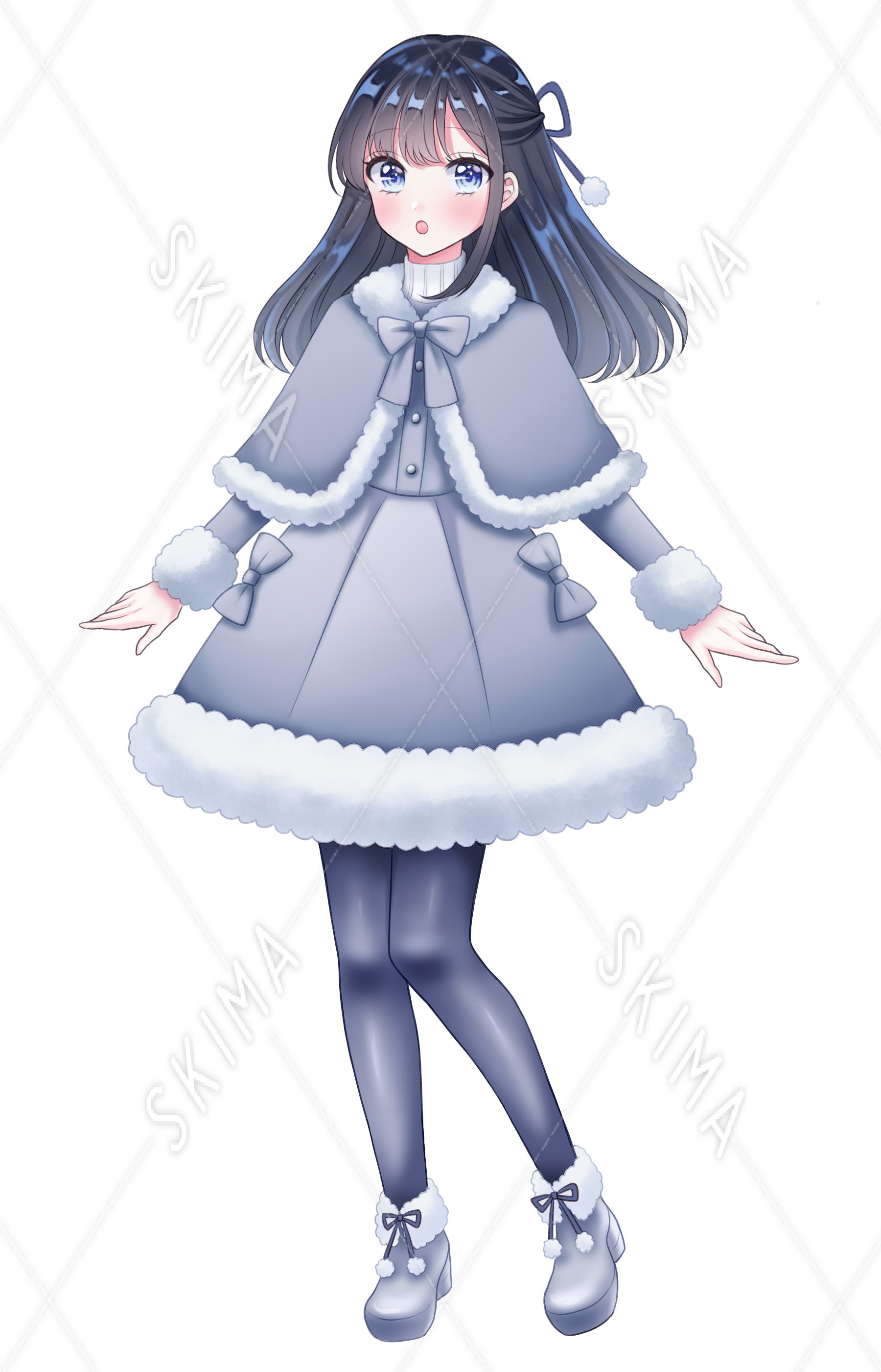 ふわふわコートの女の子 表情8種 バッグ付き スキマ スキルのオーダーメイドマーケット Skima
