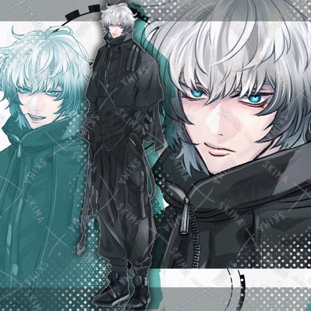 黒い服の青年【表情10種】