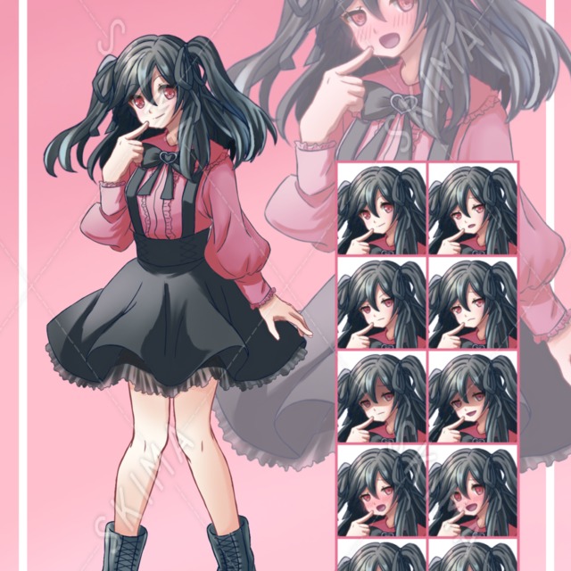 地雷系の女の子(表情差分10種)