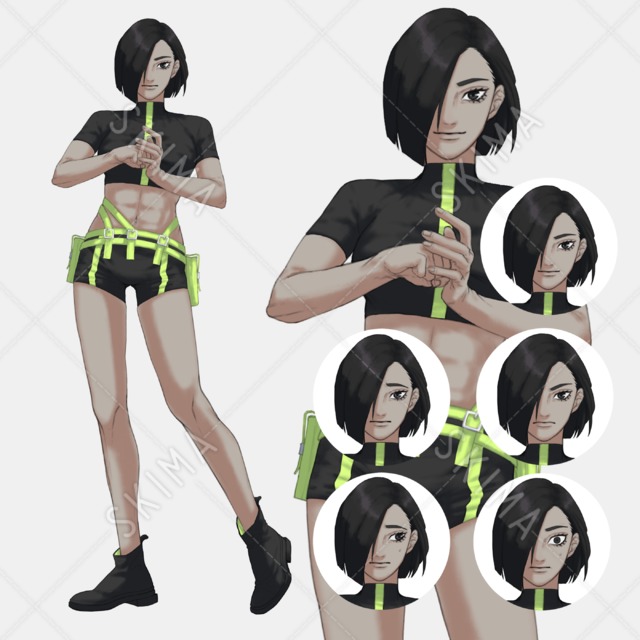 褐色/筋肉質/女性キャラクター/立ち絵