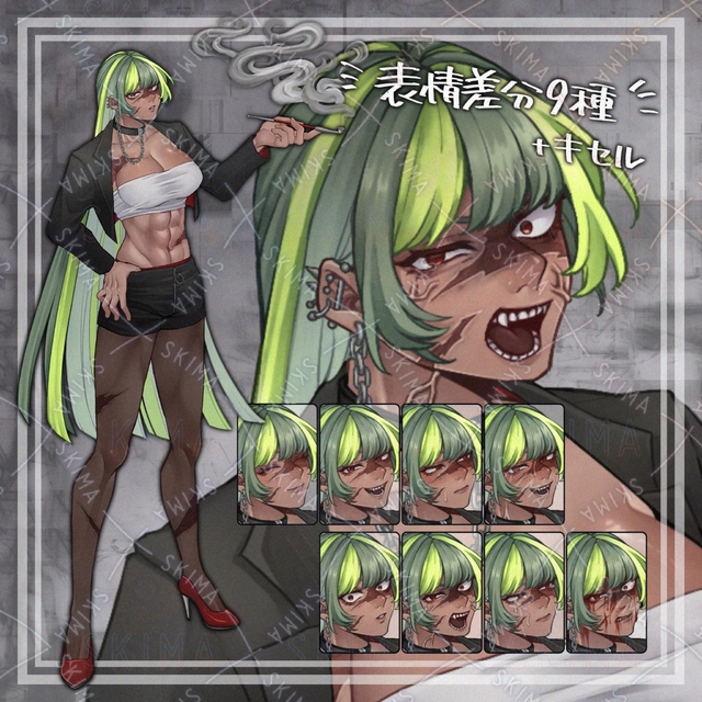 気の強い女性【表情差分9種】