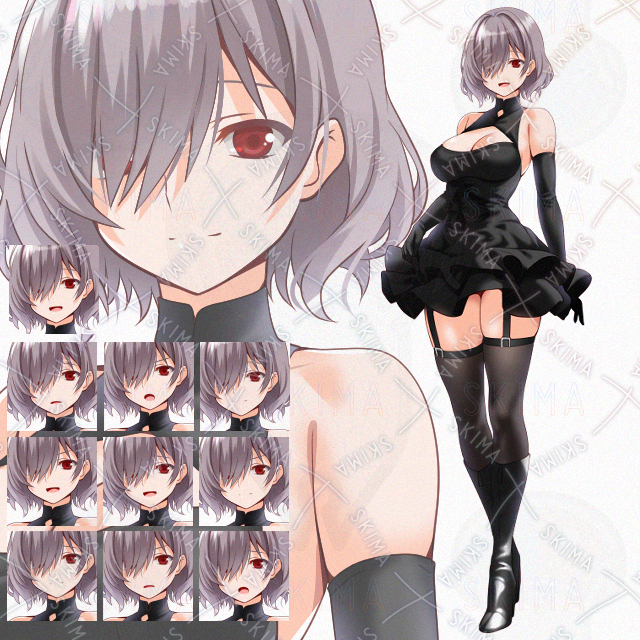 【表情10種】メカクレミニスカ少女