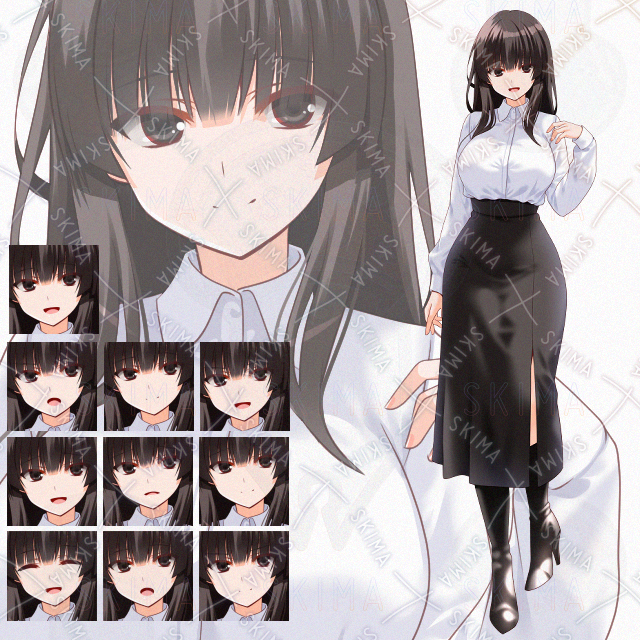 【表情10種】ロングスカート女性