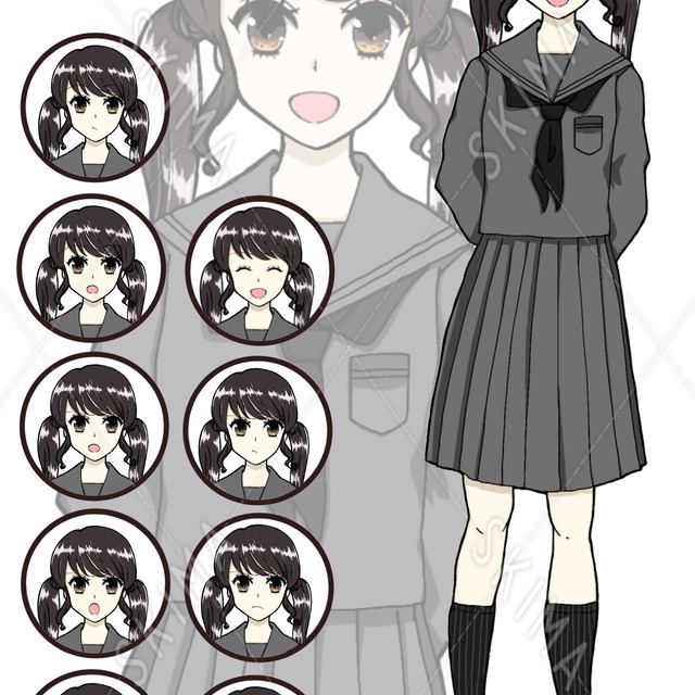 【セーラー服の少女】表情差分10種