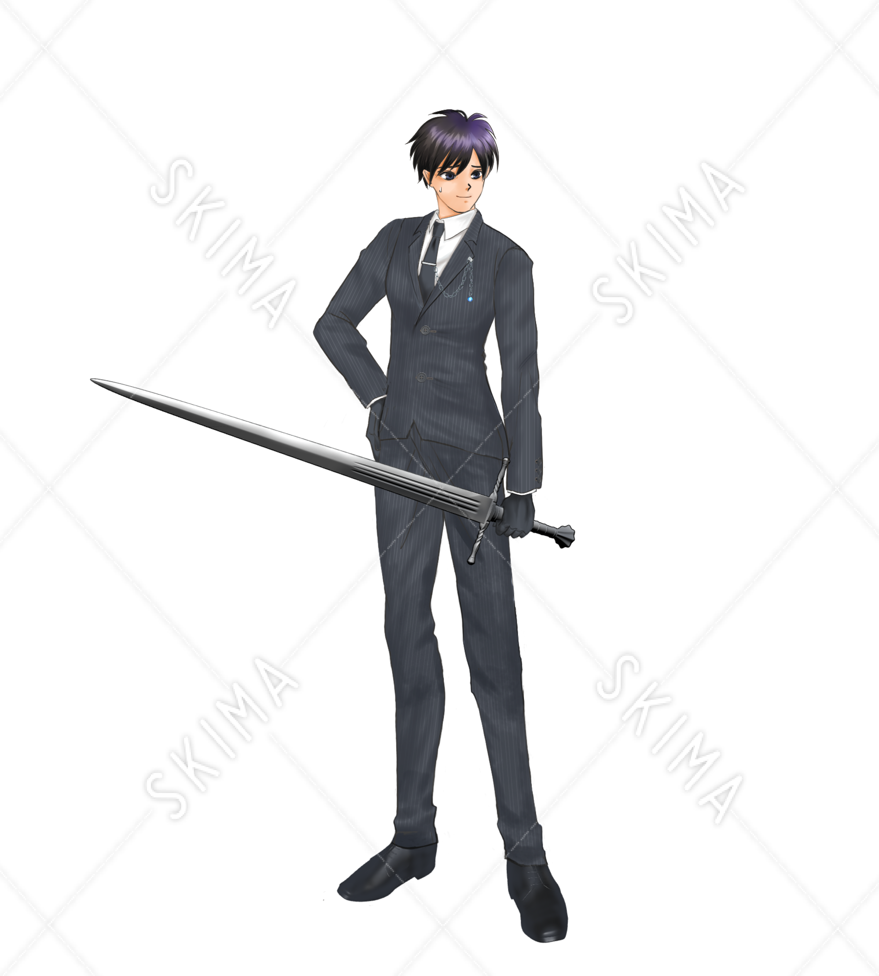 商用利用可 剣を持った男性 スキマ スキルのオーダーメイドマーケット Skima