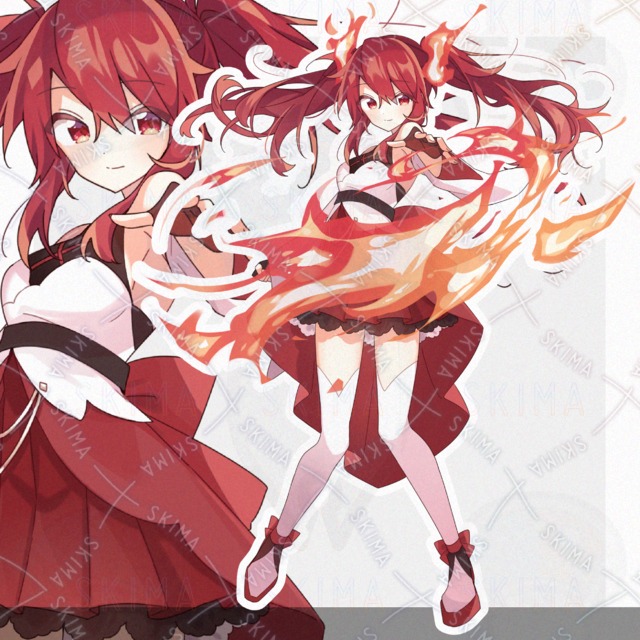 炎でガードする控えめな女の子