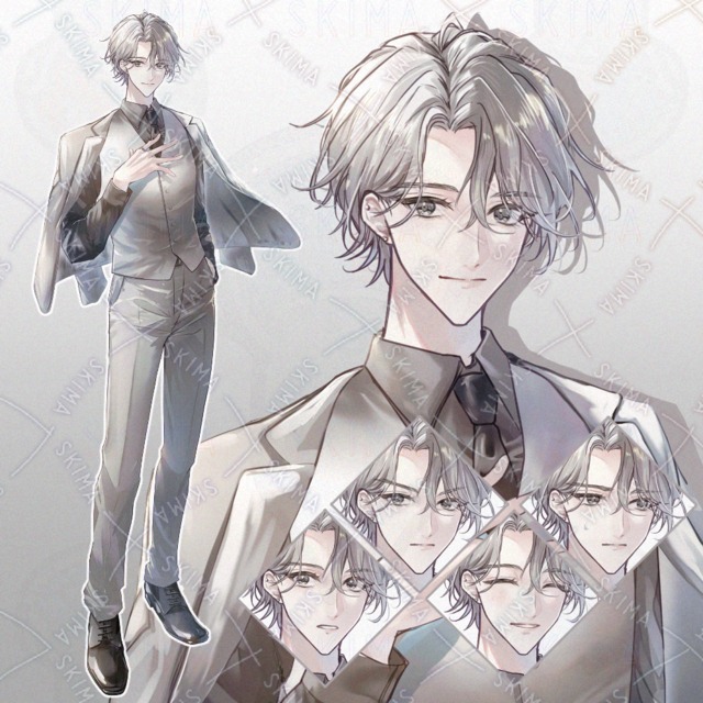 銀髪灰スーツ男性【表情差分8種】