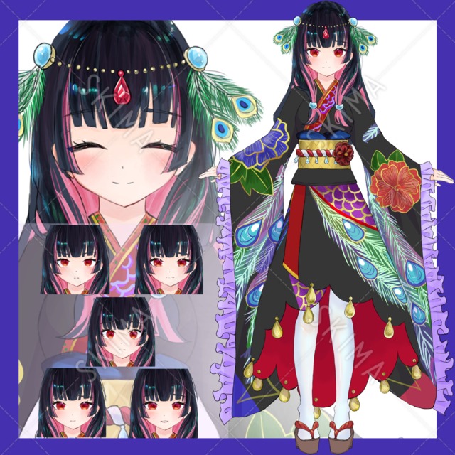 着物の女の子　[表情差分7種.アクセ付き]