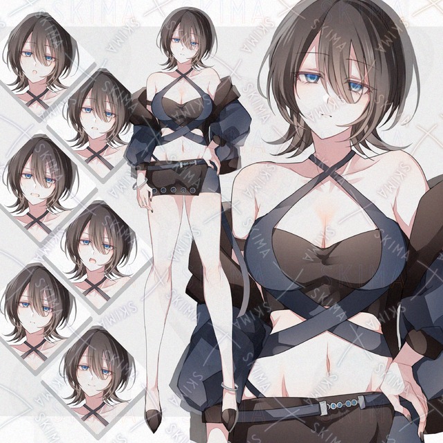 気だるげな女性【表情差分6種】