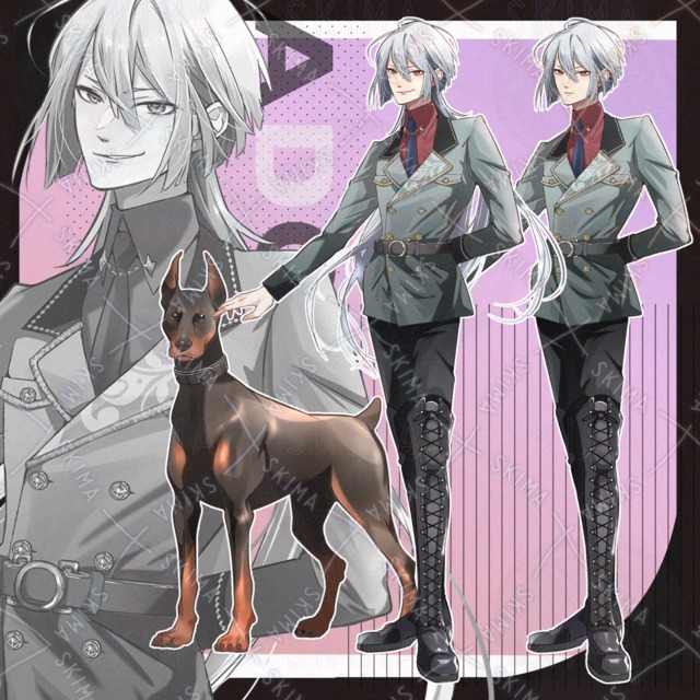 犬を連れた男性【表情差7種+髪差分+犬】