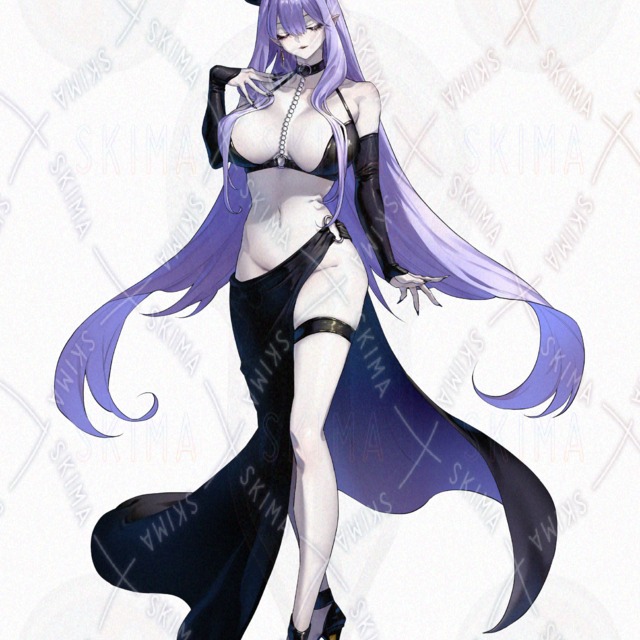 ツノのある魔族風女性【表情5種】の商品画像3枚目