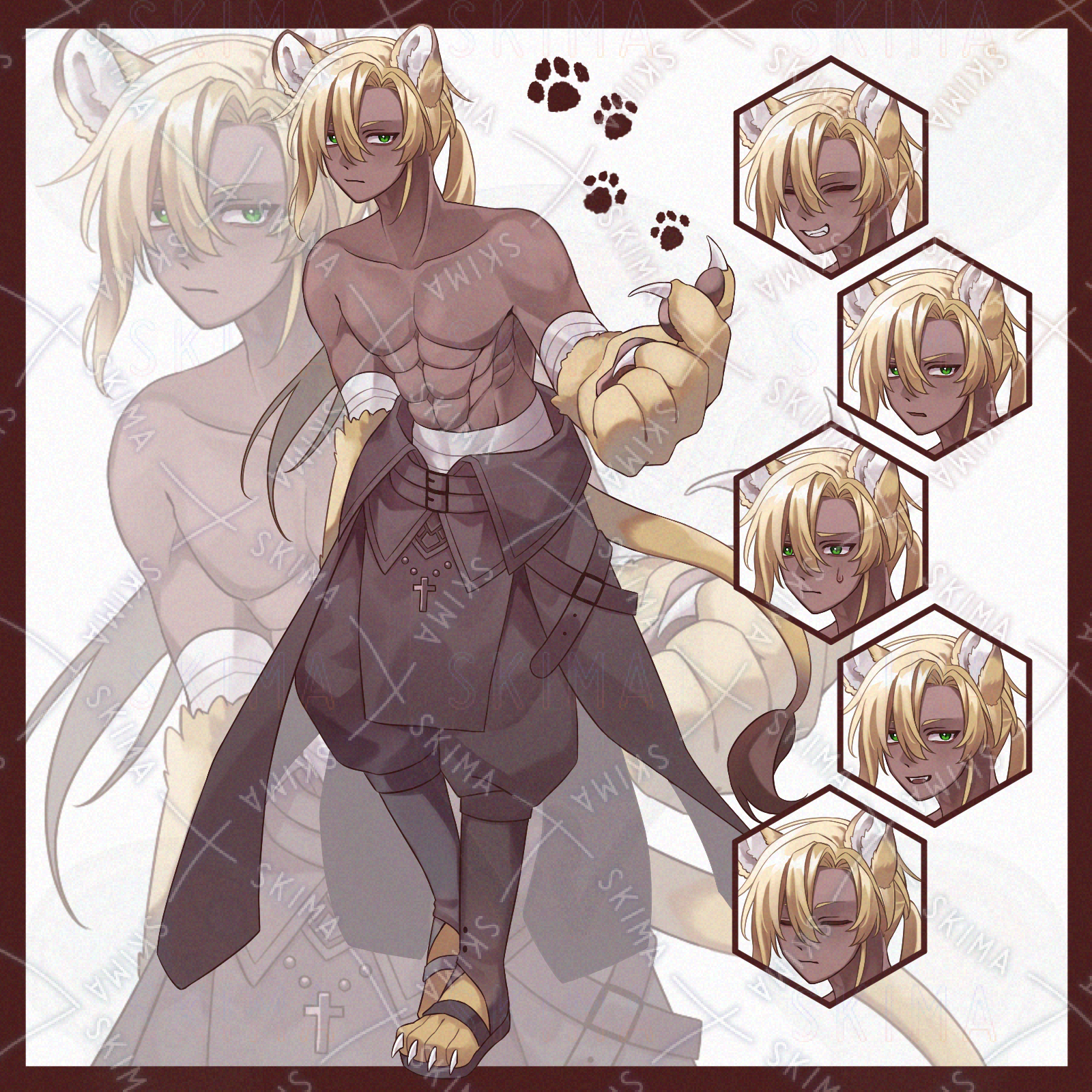 もちこ様 【ラギー＋耳＋尻尾】9/10必着 半獣の男性【耳・尻尾無し差分あり】 | SKIMA（スキマ）