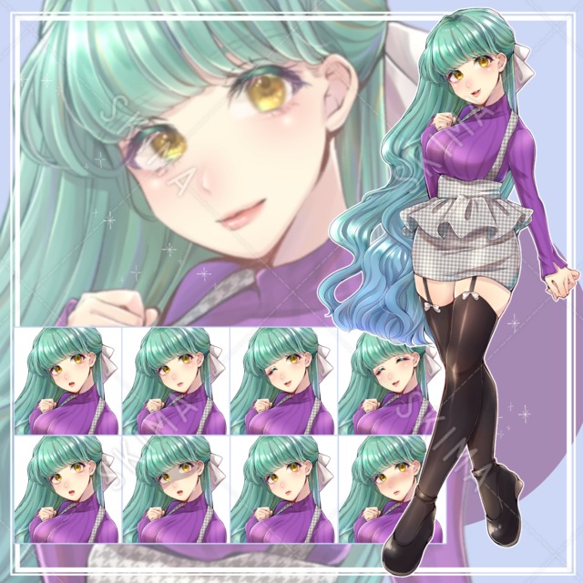 水色の髪の女の子【表情10種】