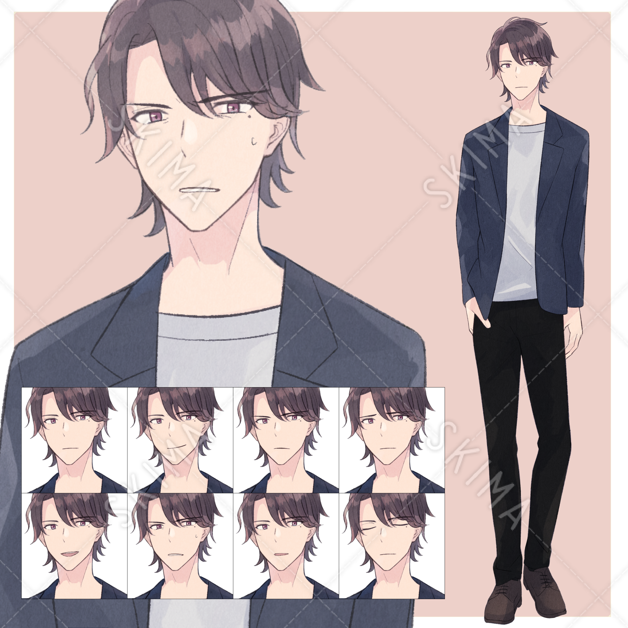 全身 くせ毛の青年 表情8種 スキマ スキルのオーダーメイドマーケット Skima