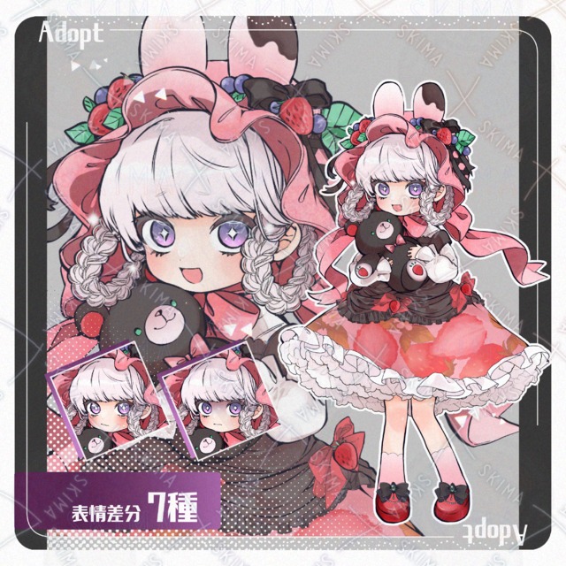 苺チョコの女の子【表情7種】