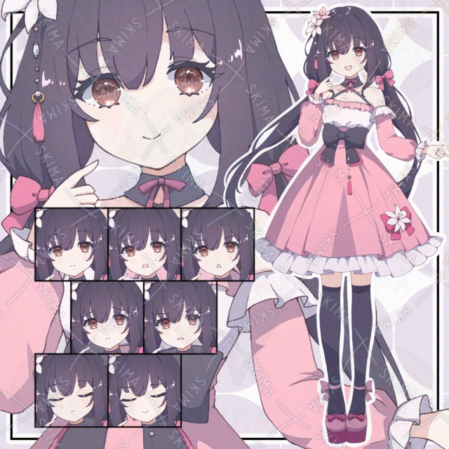 【adopt】ピンクドレスの子【表情9種】