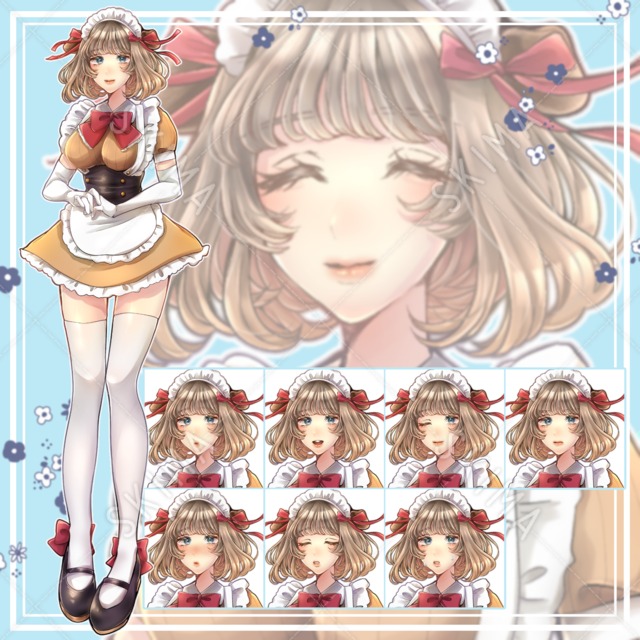 犬の耳のメイド服の女の子【表情9種】