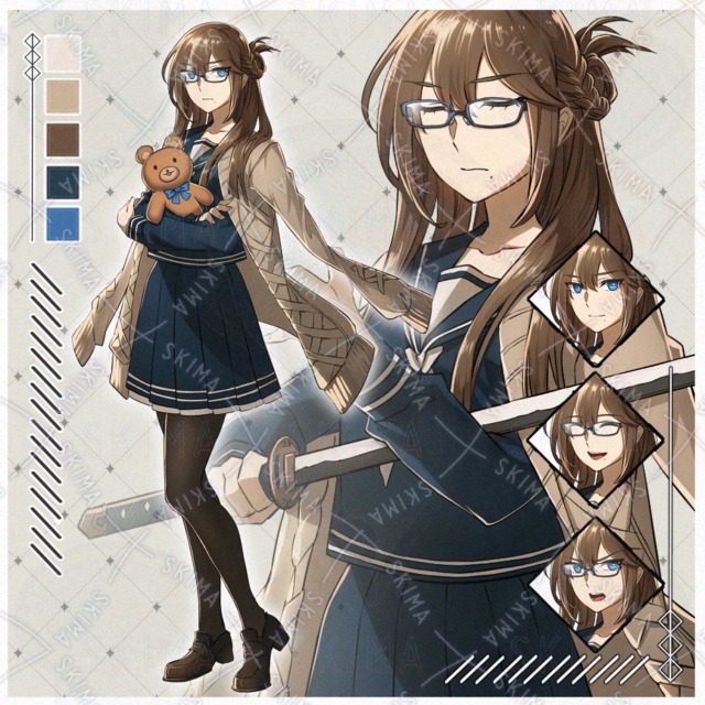 クール系セーラー眼鏡女子【表情7種】