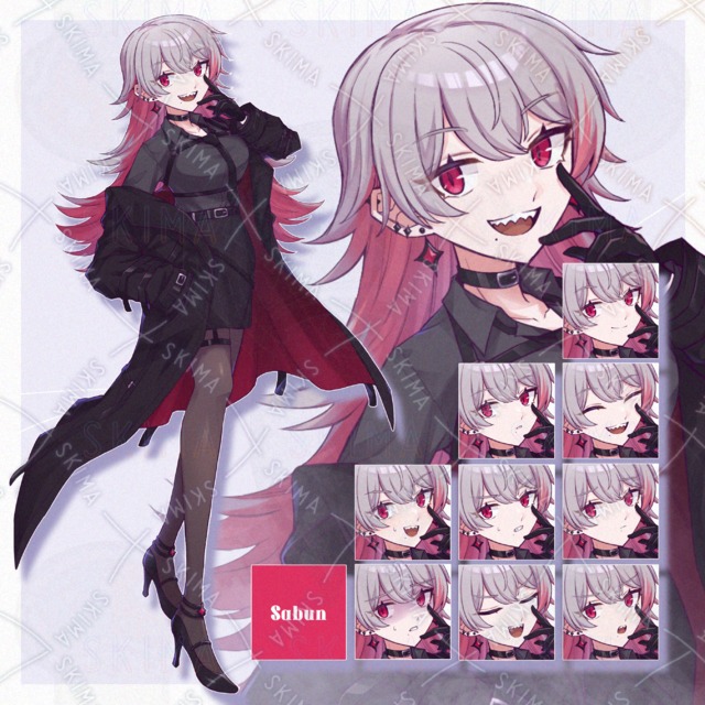 【表情10種】ベルトスーツの女性