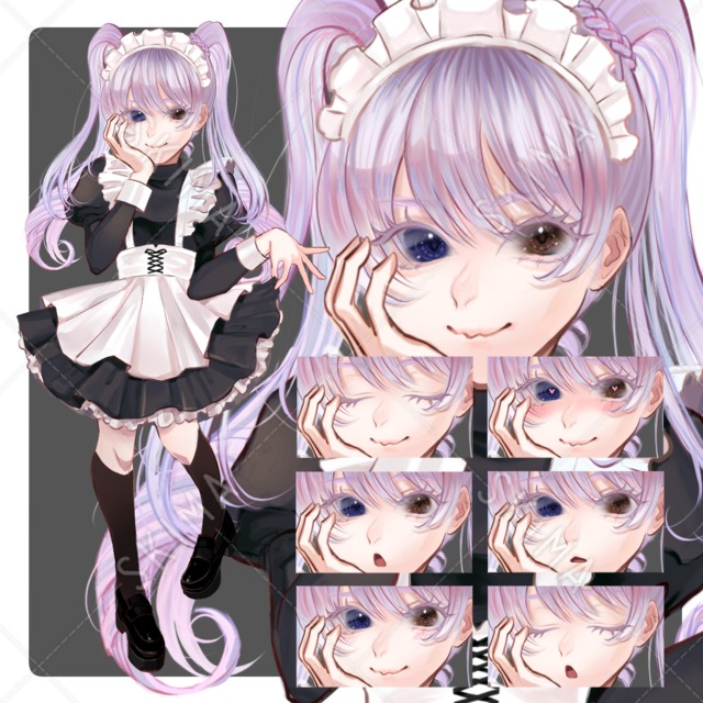 【表情10種】メイド服の女の子
