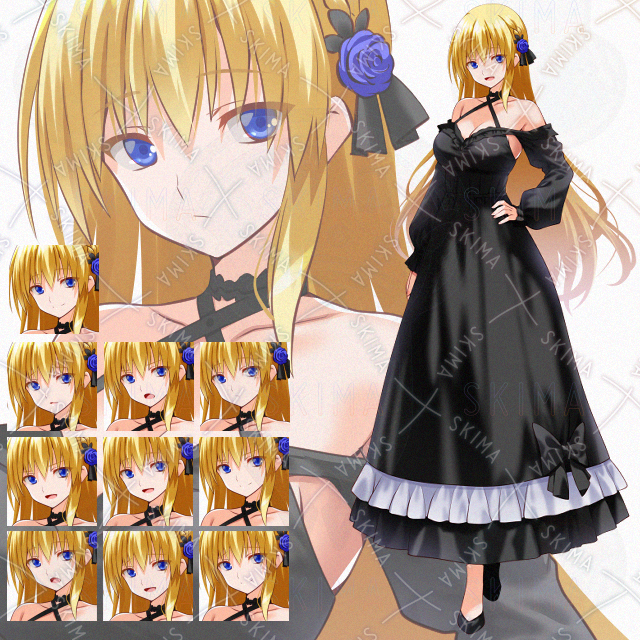 【表情10種】黒ドレス女性