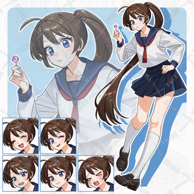 セーラー服の少女【表情差分6種】
