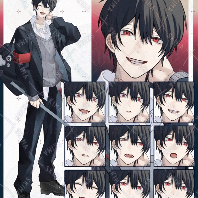 黒髪の男子生徒【表情9種】