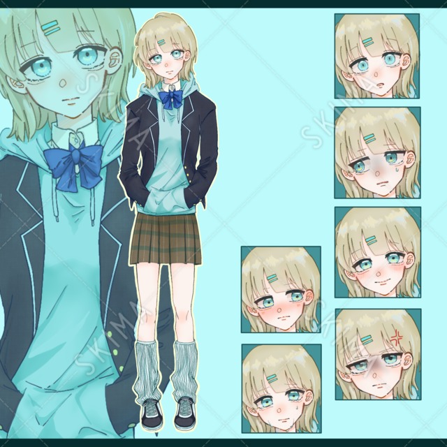 パーカーを着た女子高生の立ち絵