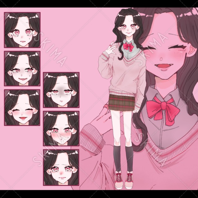 カーディガンの女子高生の立ち絵