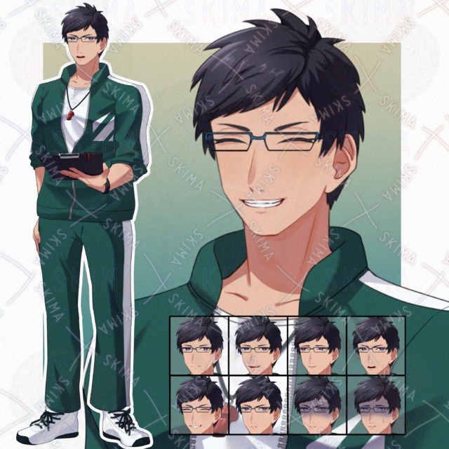 眼鏡×ジャージの男性【表情差分8種】