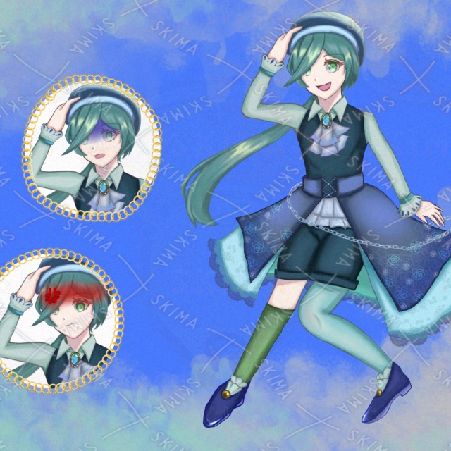 ロリータっぽい青緑の子