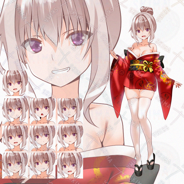 【表情１０種】和風ミニスカ少女