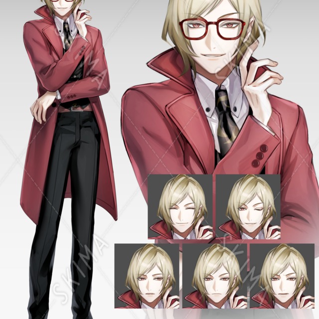 金髪、眼鏡の男性【表情6種+眼鏡差分】