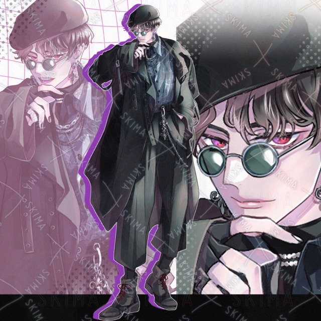 黒コートの男性【表情10種】