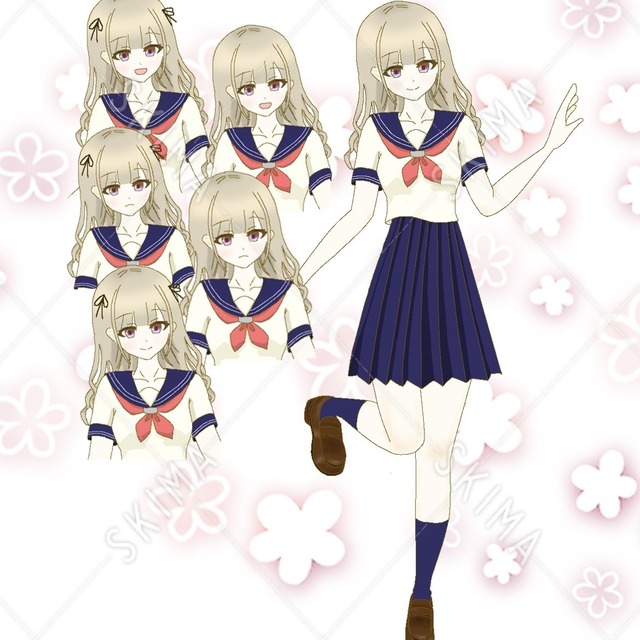 セーラー服のロングの髪の女の子