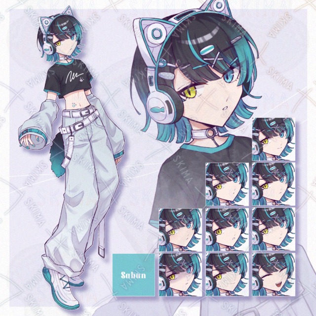 【表情10種】ねこみみヘッドホンちゃん