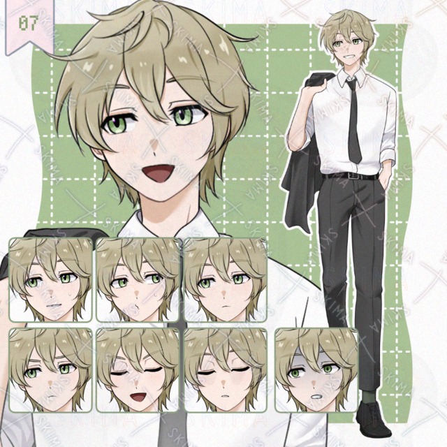 adopt. スーツの短髪男性キャラクター【表情9種】