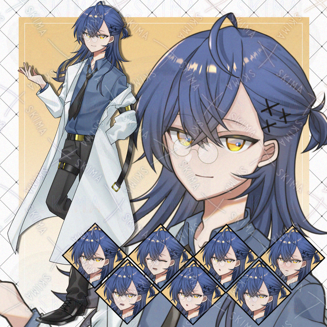 【表情差分8種+小物1種】白衣の男性