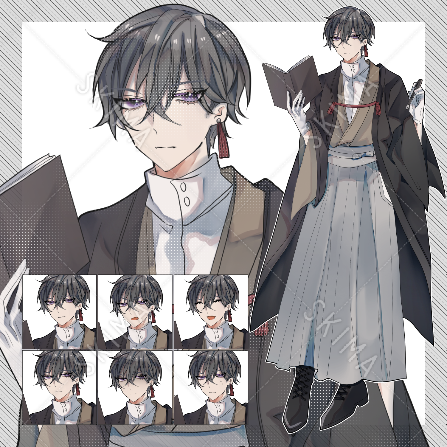 表情差分7種 書生の男性 スキマ スキルのオーダーメイドマーケット Skima