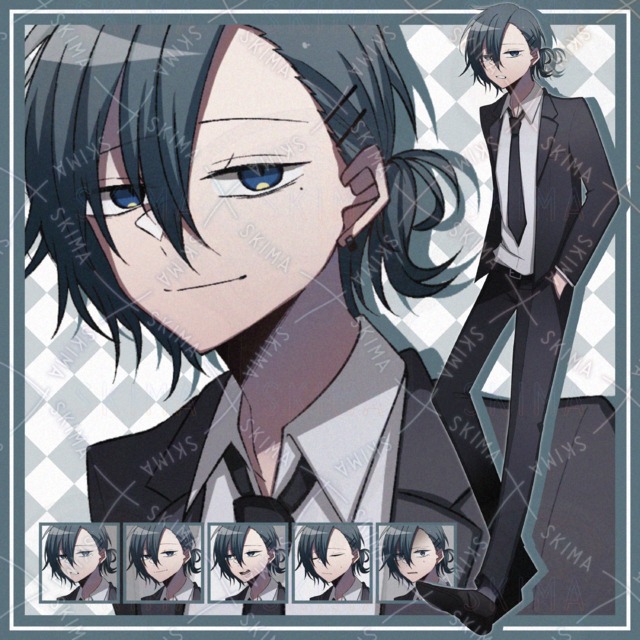 緑髪青目の男の子【表情差分5種】