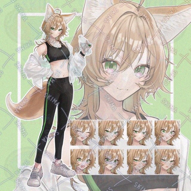 【表情差分8種】スポーティな狐の女の子