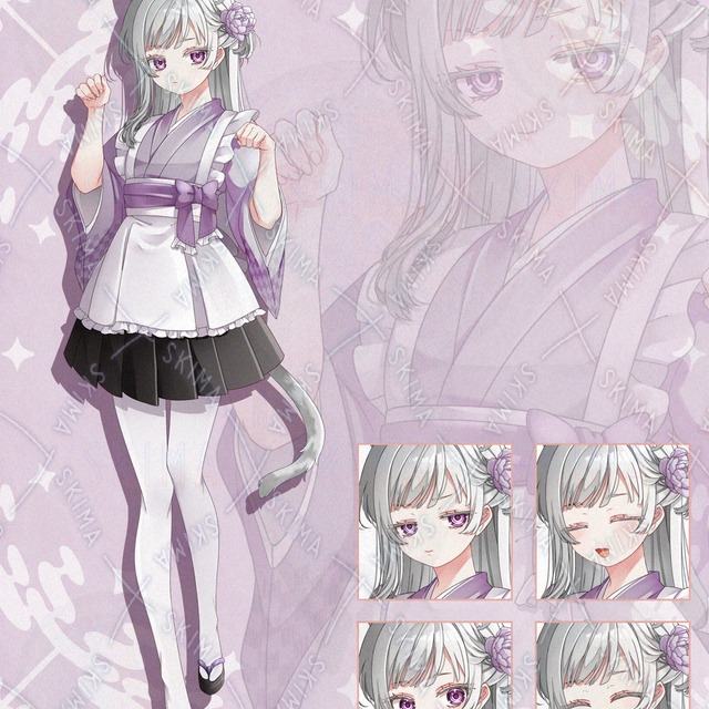和メイド猫少女（表情５種、耳・尾なし差分５枚）
