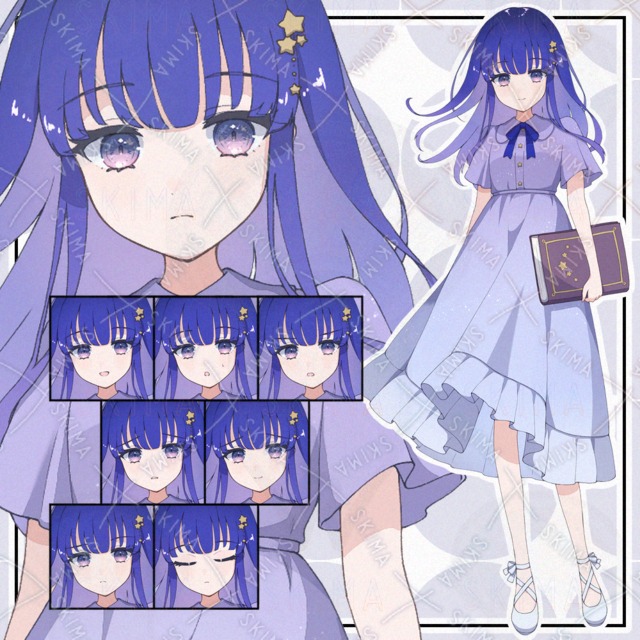 【adopt】星空モチーフワンピースの子【表情9種】