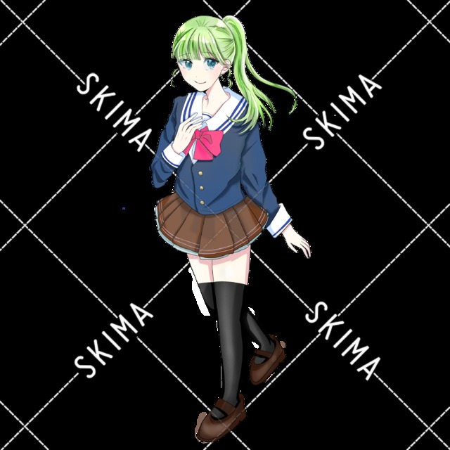 緑髪の女子高校生  【表情5種】