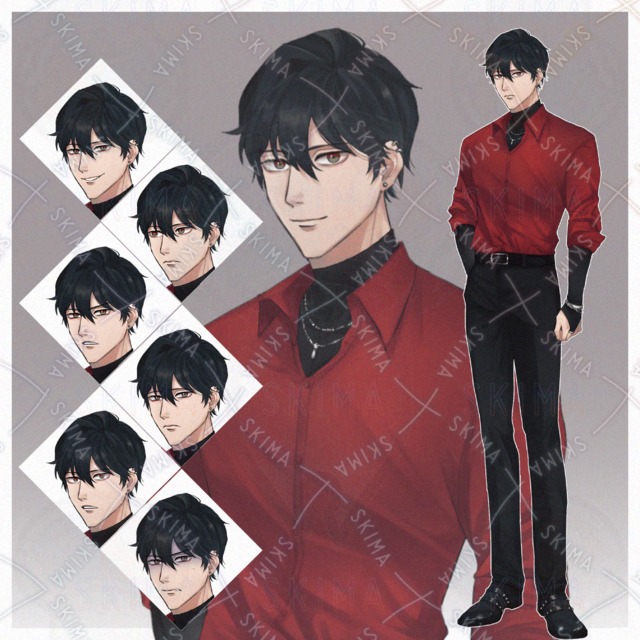黒髪の男性【表情8種】