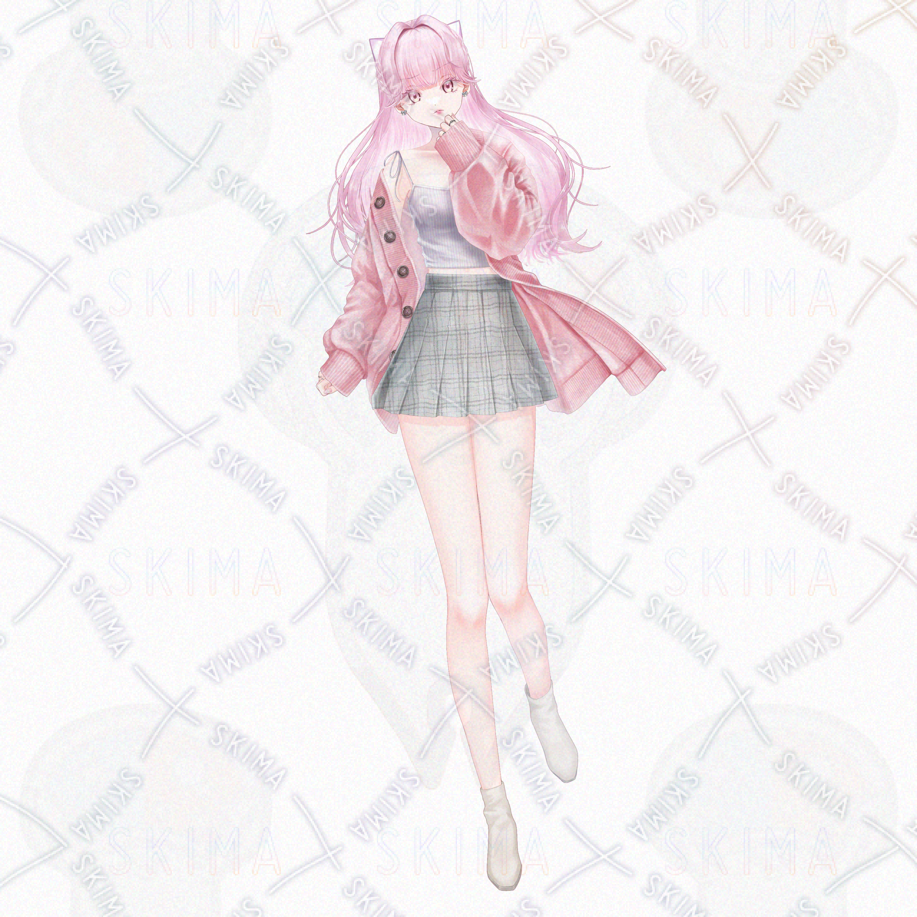 ピンク髪の女性キャラクターのイラスト （ピンクの髪のアニメの